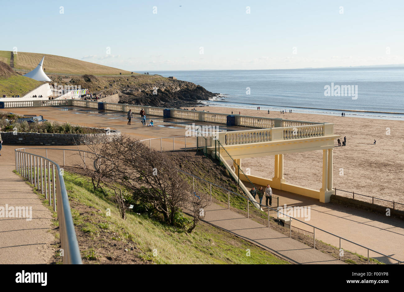 Barry Island Promenade showing refurbished Eastern Shelter Stock Photo