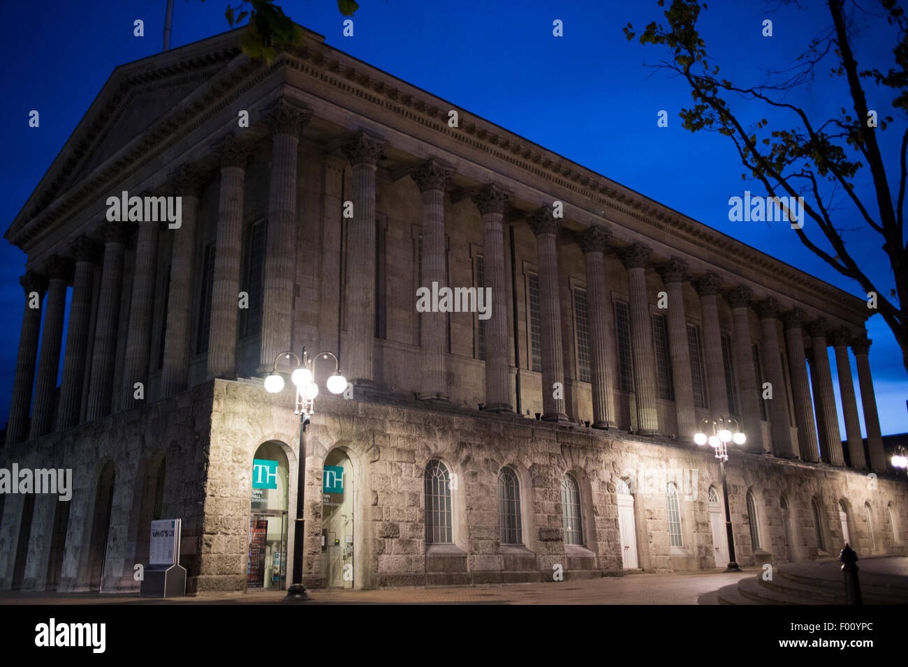 birmingham town hall in the city centre at night england uk Stock Photo