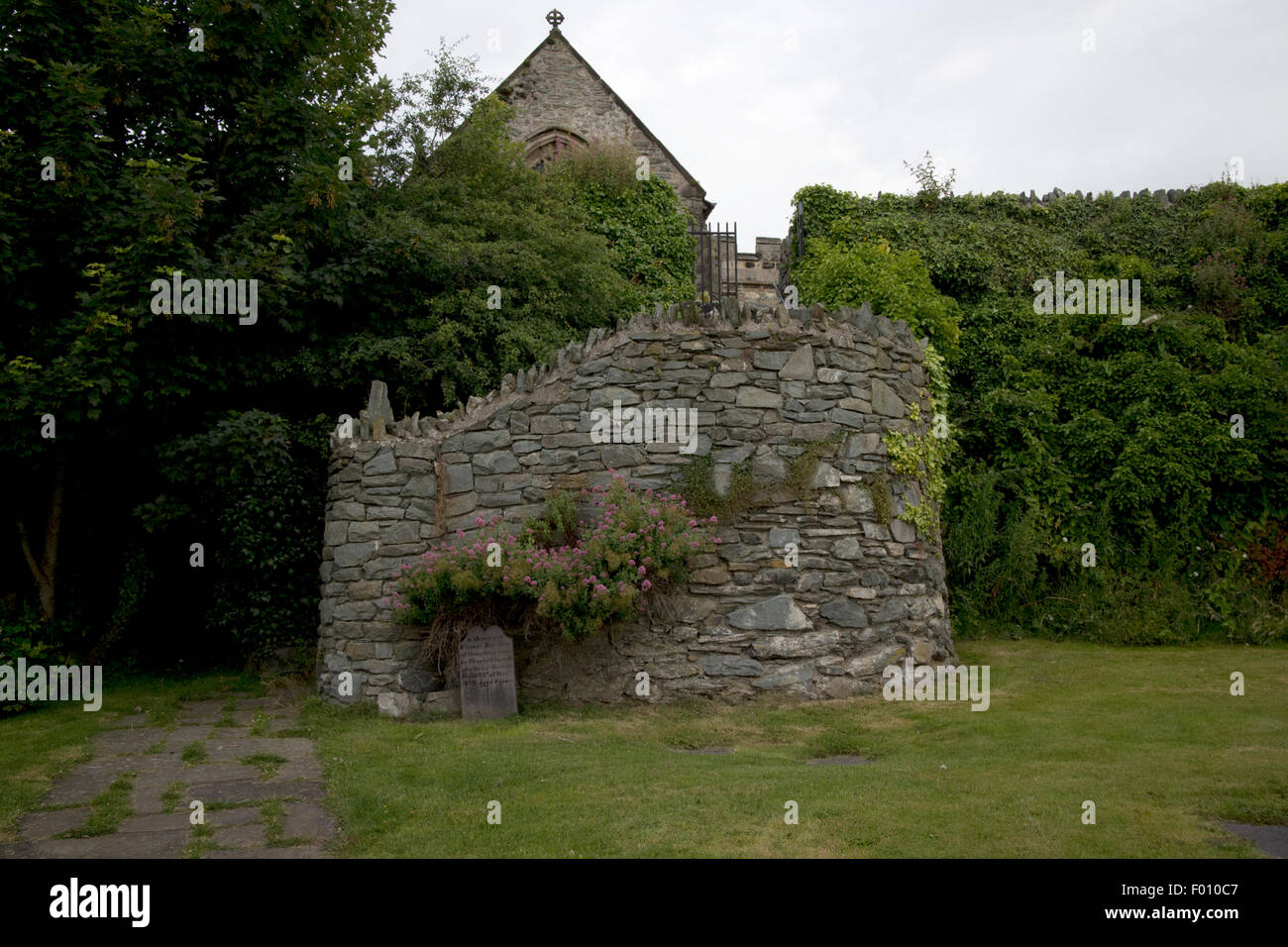 walls of the old roman fort caer gybi Holyhead Anglesey Wales UK Stock Photo