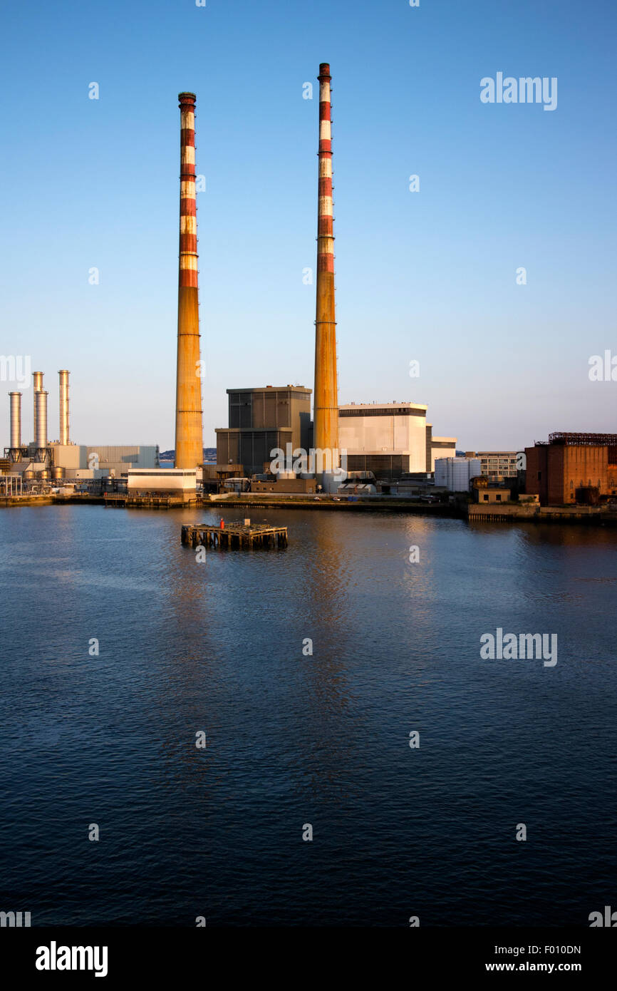 poolbeg power station dublin port republic of Ireland Stock Photo