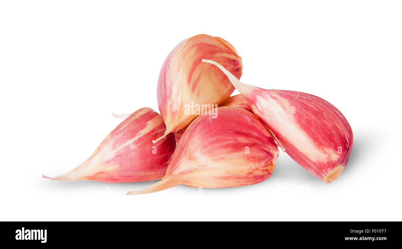 Pile garlic cloves isolated on white background Stock Photo