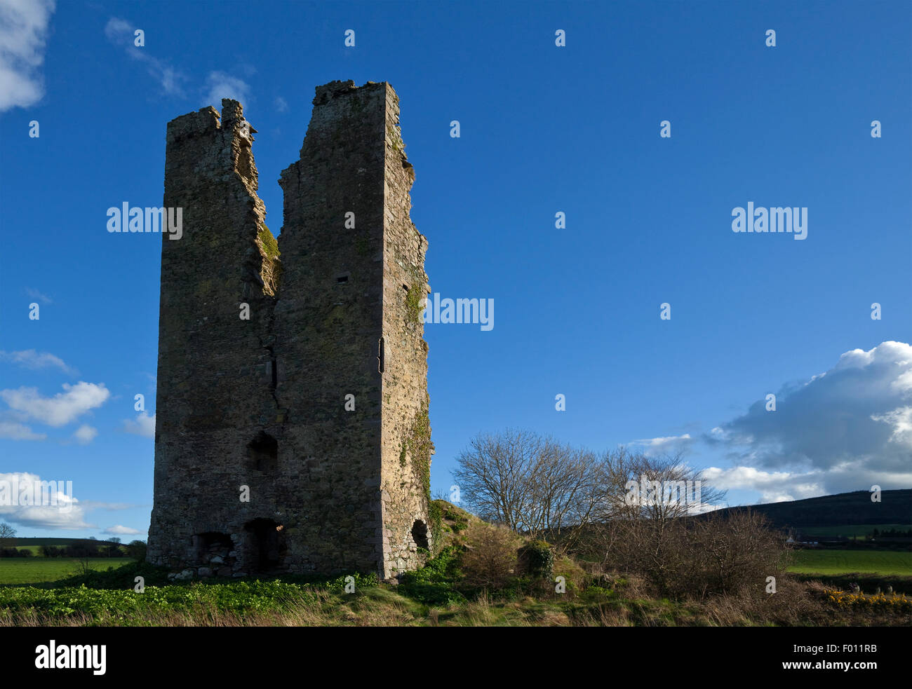 The remains of a 17th Century Tower House, Near Clonea, Near Portlaw, County Waterford, Ireland Stock Photo