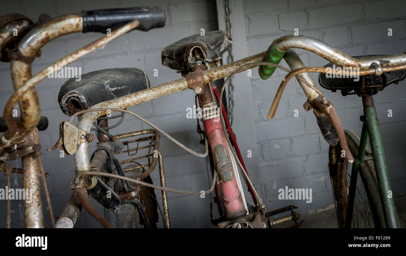 Old Rusty Bicycle Handlebars Stock Photo Alamy