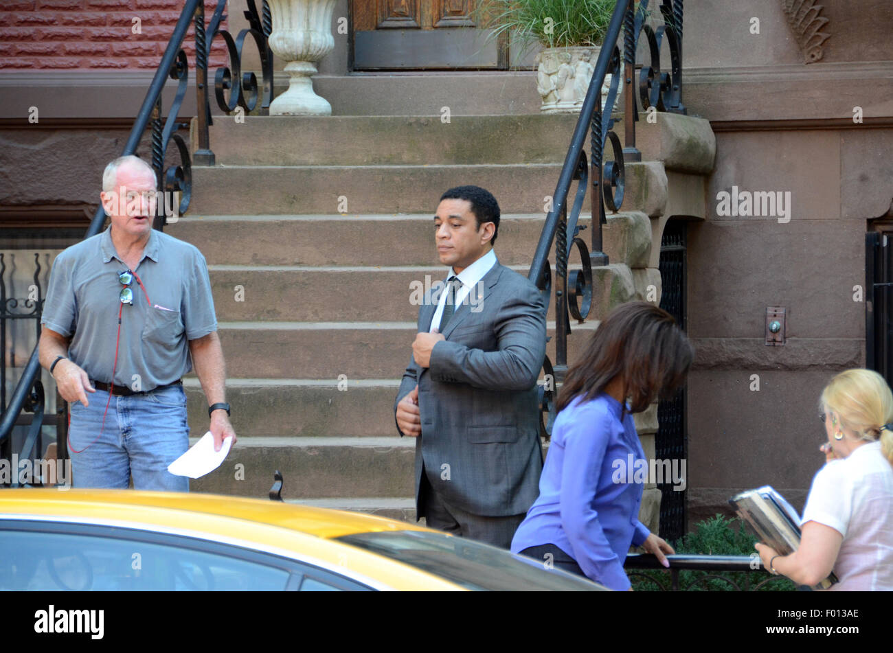 harry lennix as harold cooper the blacklist filming park slope with director Stock Photo