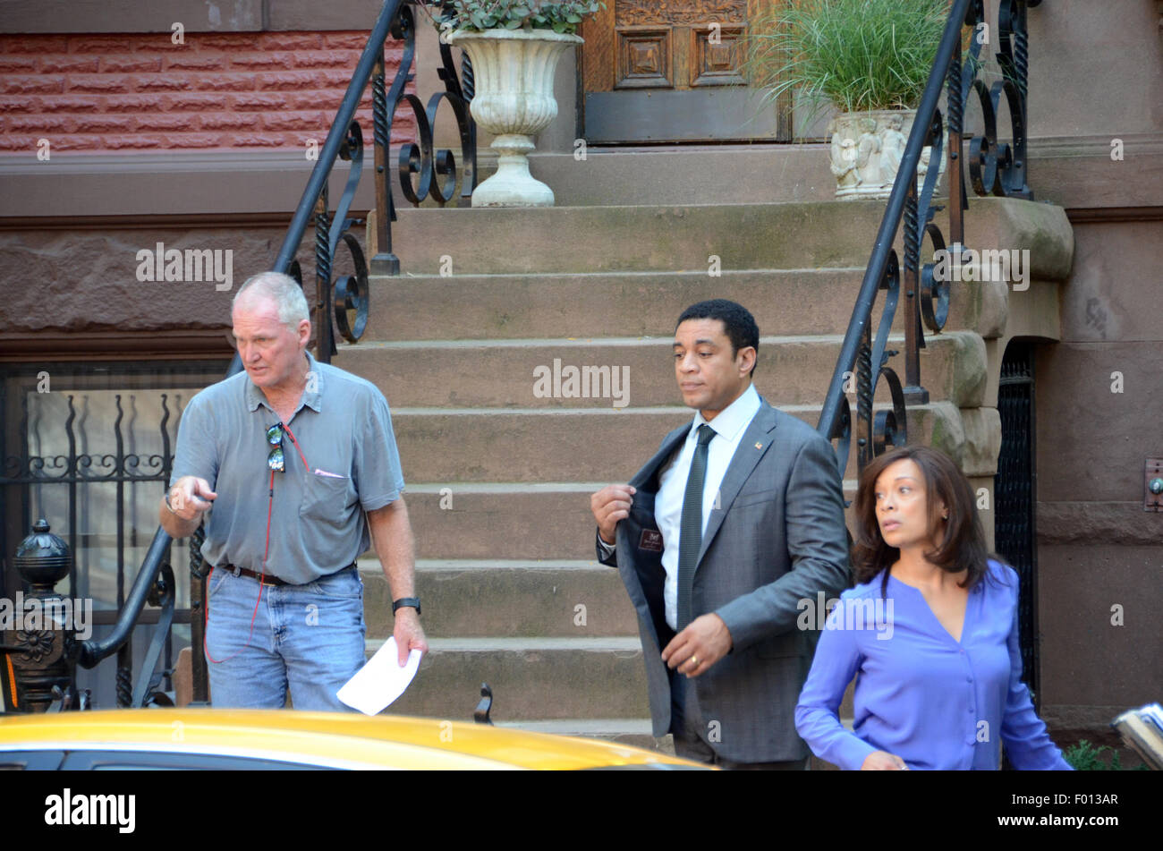 harry lennix as harold cooper the blacklist filming park slope with director Stock Photo