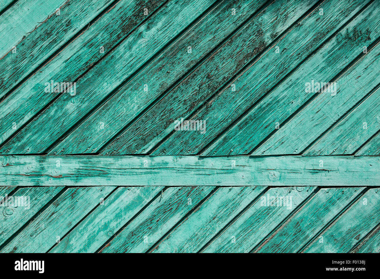 Old rustic green painted wooden background texture Stock Photo