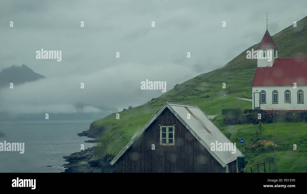 Village of Kunoy, Kunoy Island. Faroe Islands Stock Photo
