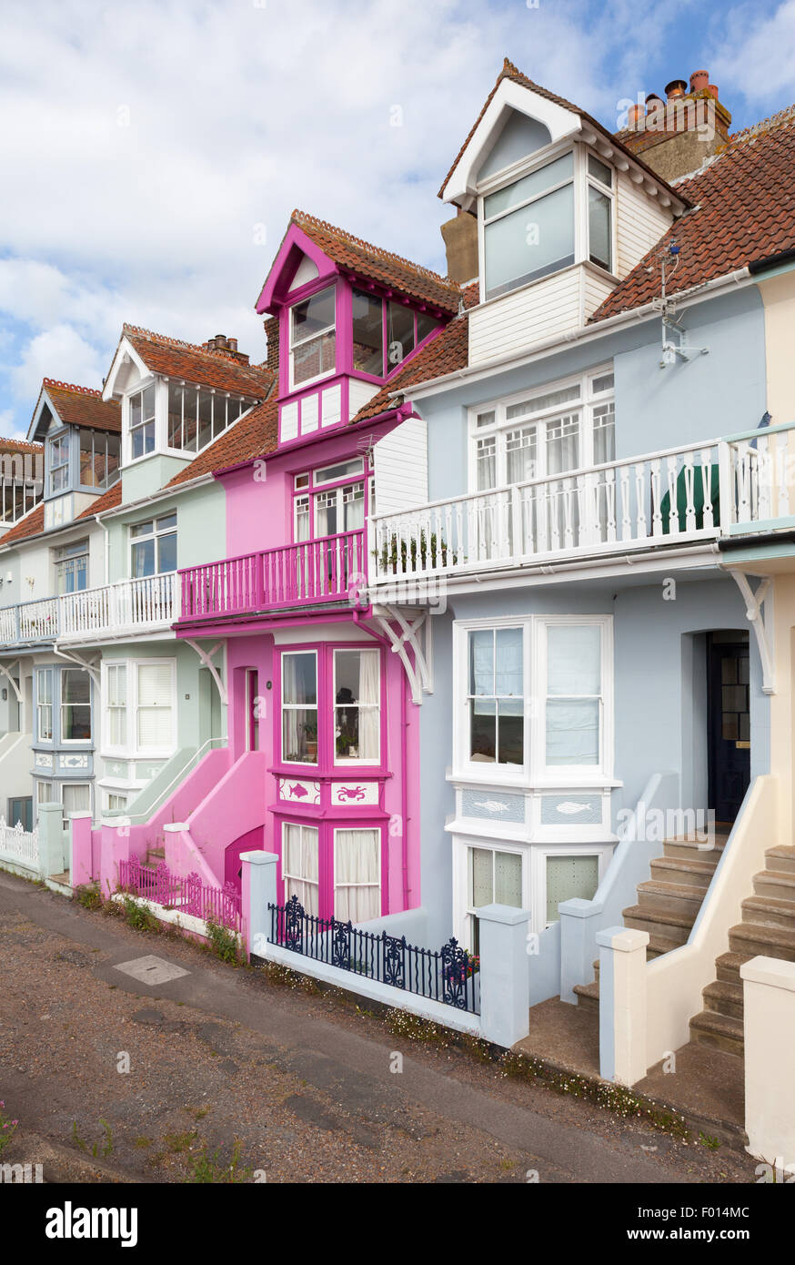 Colourful seafront houses, Whitstable, Kent, England, United Kingdom Stock Photo