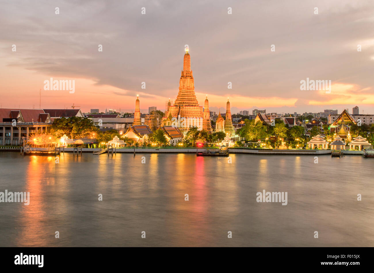 Wat Arun in night ,Bangkok city ,Thailand Stock Photo