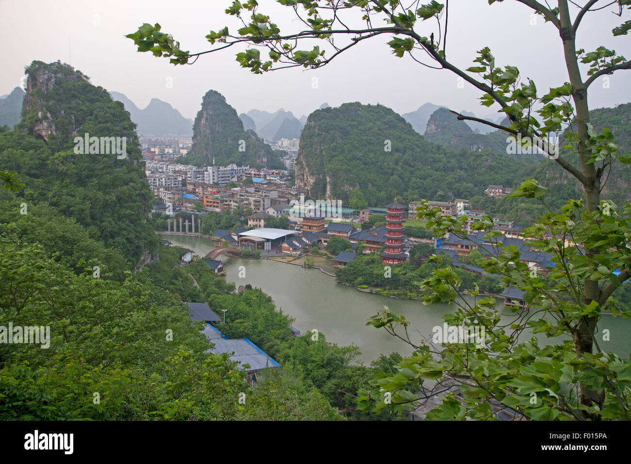 View over Guilin from Folded Brocade Hill Stock Photo