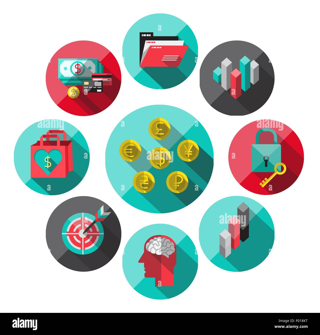 Money Flat icon set for Web and Mobile Application Stock Vector Image ...