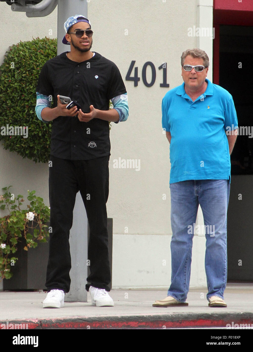 Basketball player KarlAnthony Towns goes to lunch in Beverly Hills