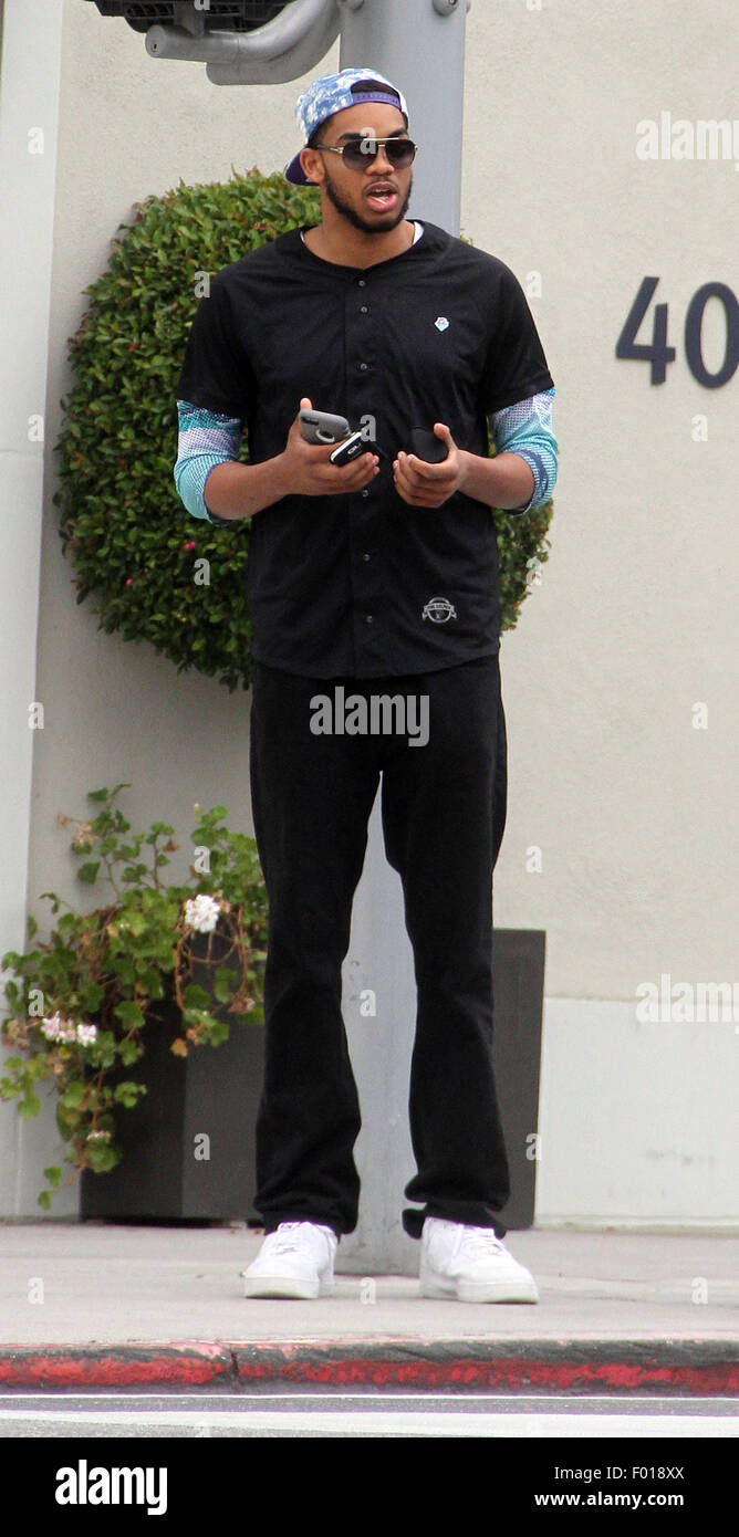 Basketball player KarlAnthony Towns goes to lunch in Beverly Hills