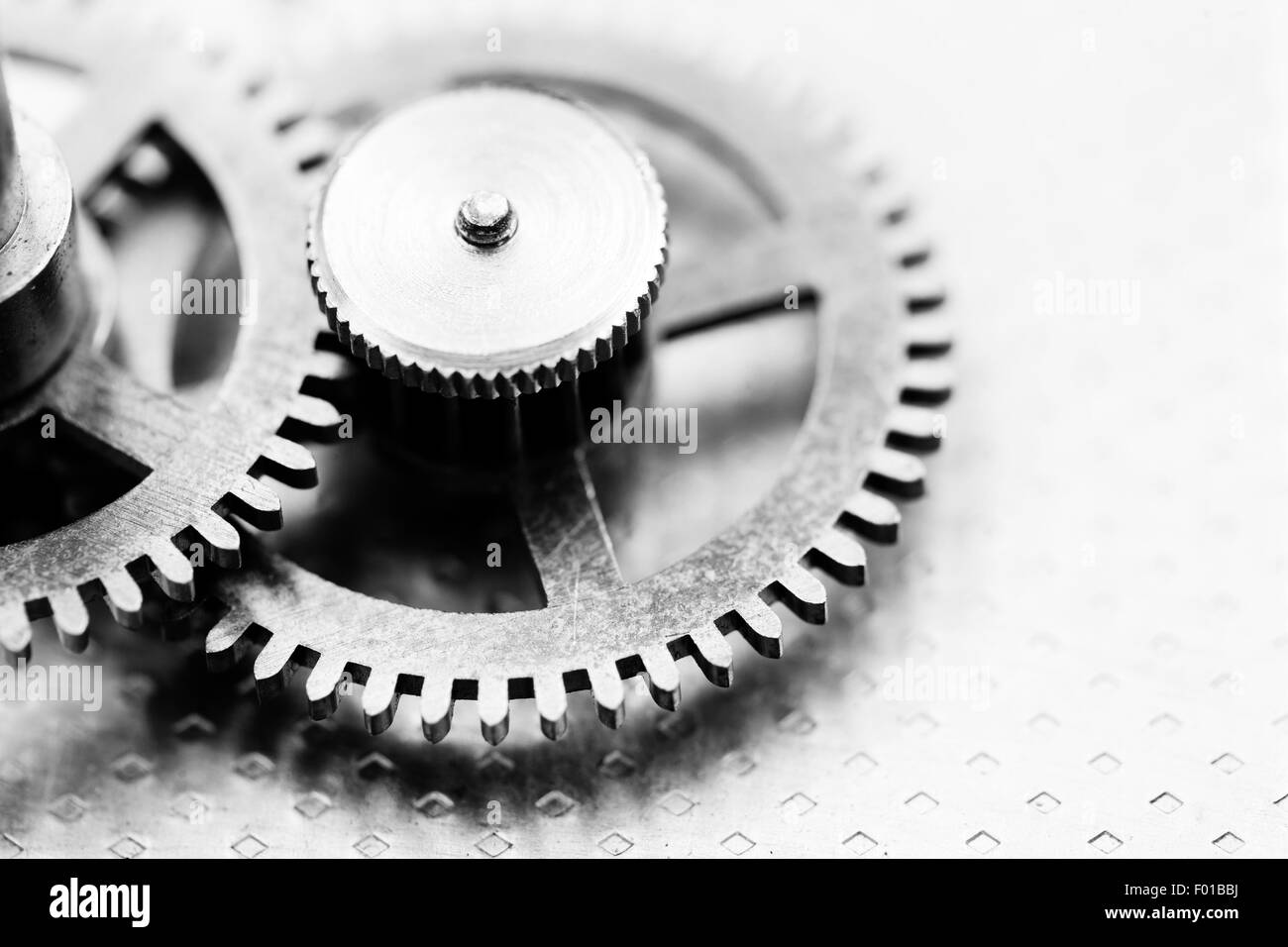 Clock mechanism, black and white photo Stock Photo Alamy