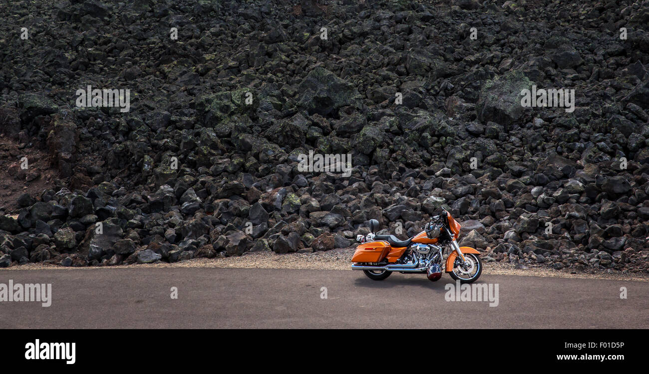 Harley Davidson,  McKenzie Pass, Oregon, USA Stock Photo