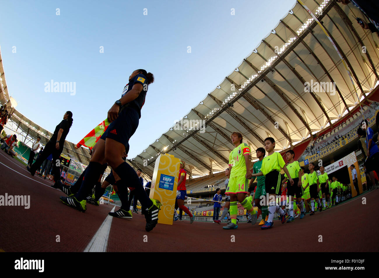 Wuhan, China. 4th Aug, 2015. Asuna Tanaka (JPN) Football/Soccer : Asuna Tanaka of Japan leads her team out onto the pitch before the EAFF Women's East Asian Cup 2015 match between Japan 1-2 South Korea at Wuhan Sports Center Stadium in Wuhan, China . © AFLO/Alamy Live News Stock Photo