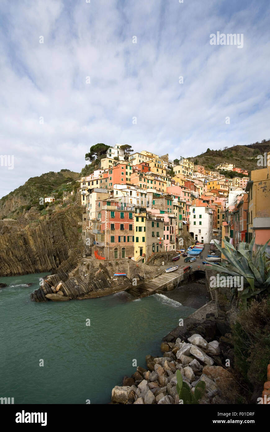 The picturesque village of Riomaggiore, in the Cinque Terre National Park, Italy Stock Photo