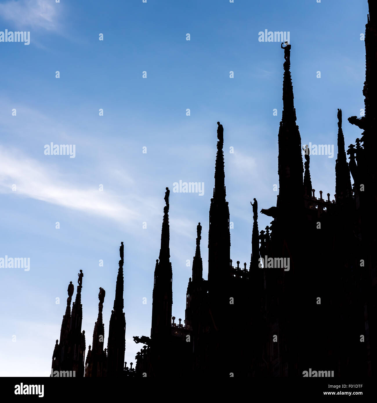 Duomo Cathedral of Milan Italy - roof detail spiers Stock Photo