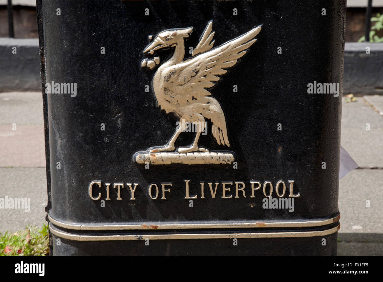 Closeup of City of Liverpool Litter Bin, England, UK Stock Photo Alamy