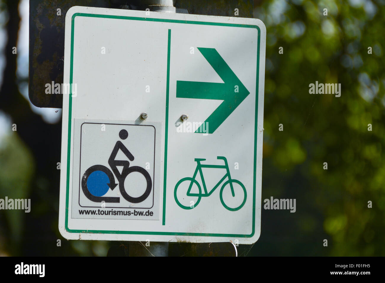 Lake Constance cycle route sign, Germany Stock Photo