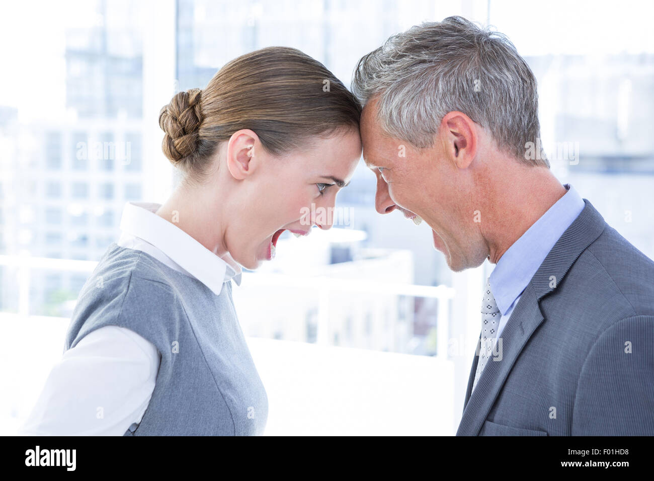 Head to head business colleagues quarreling Stock Photo