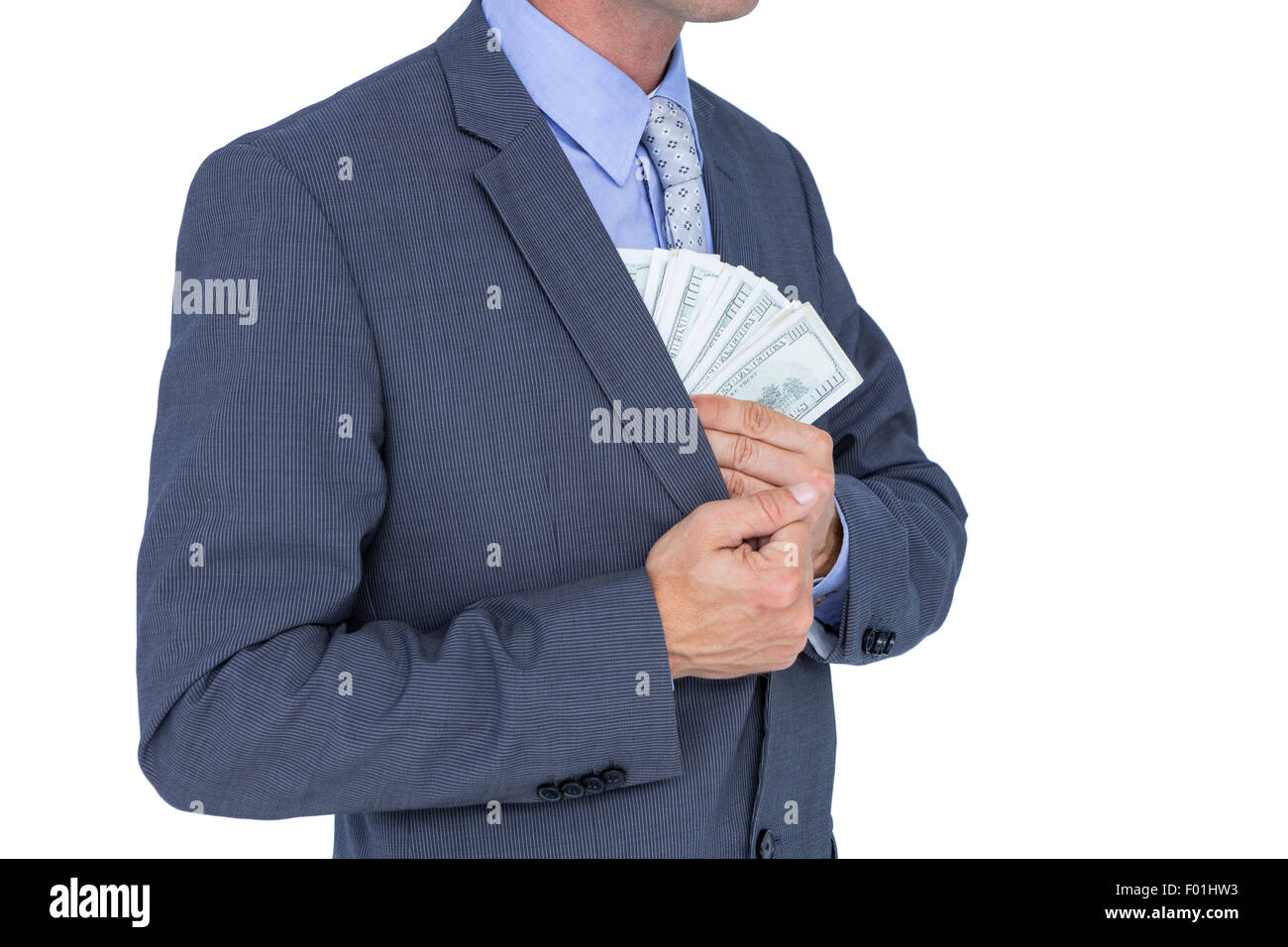 businessman holding bribe Stock Photo
