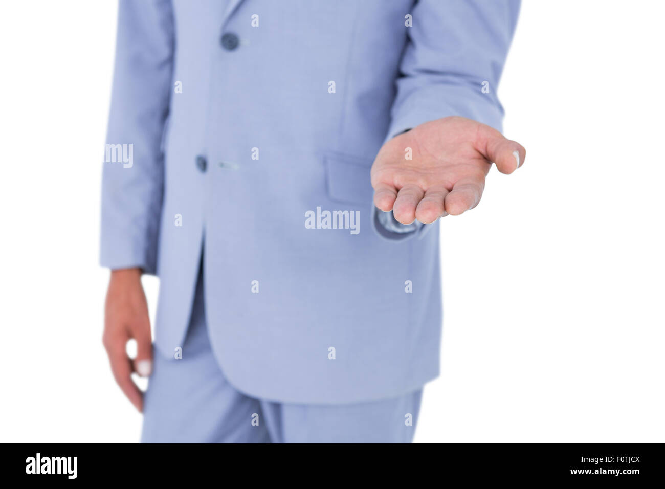 Handsome businessman gesturing with hands Stock Photo
