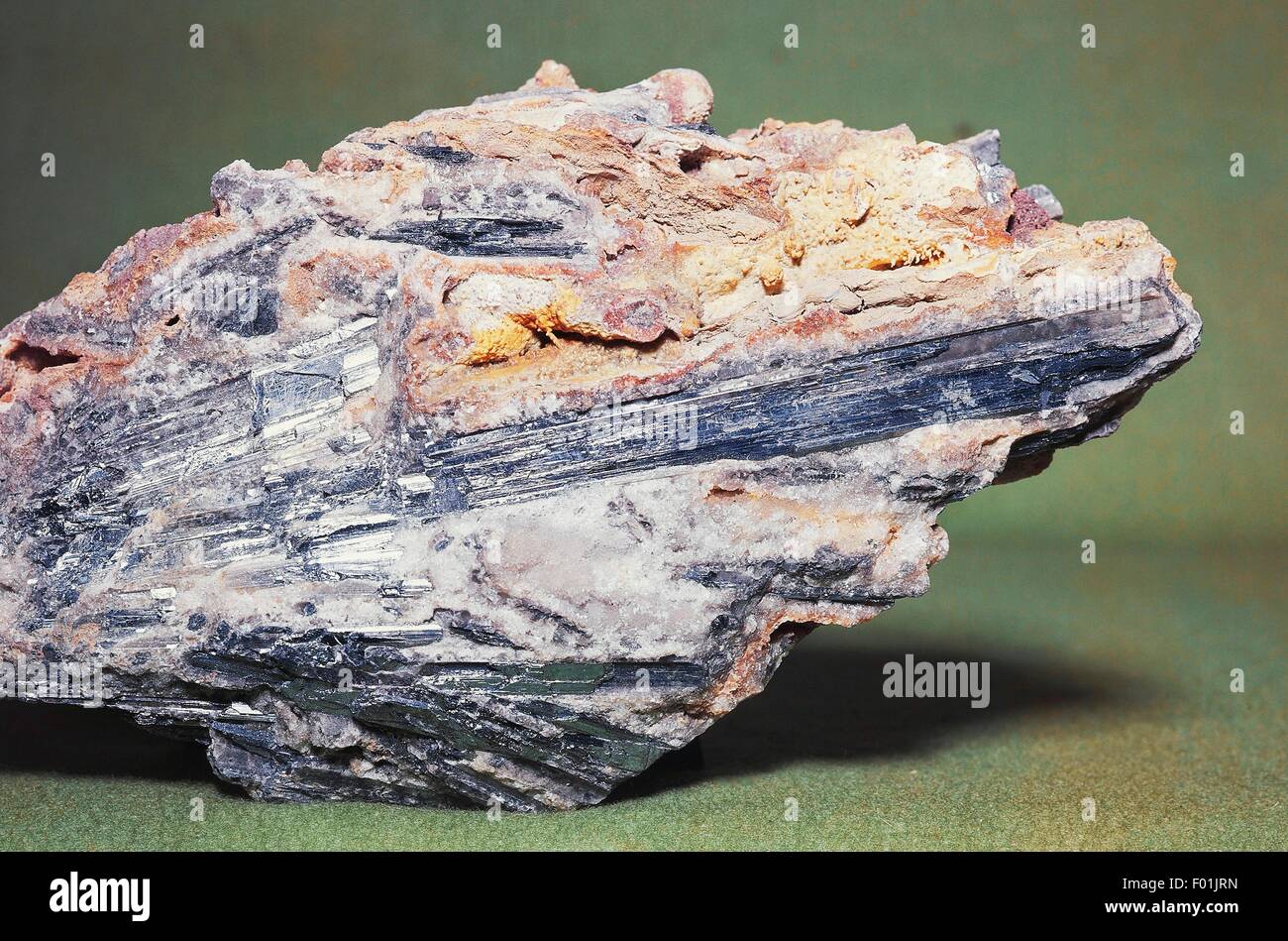 Antimonite or Stibnite, sulphide. Stock Photo