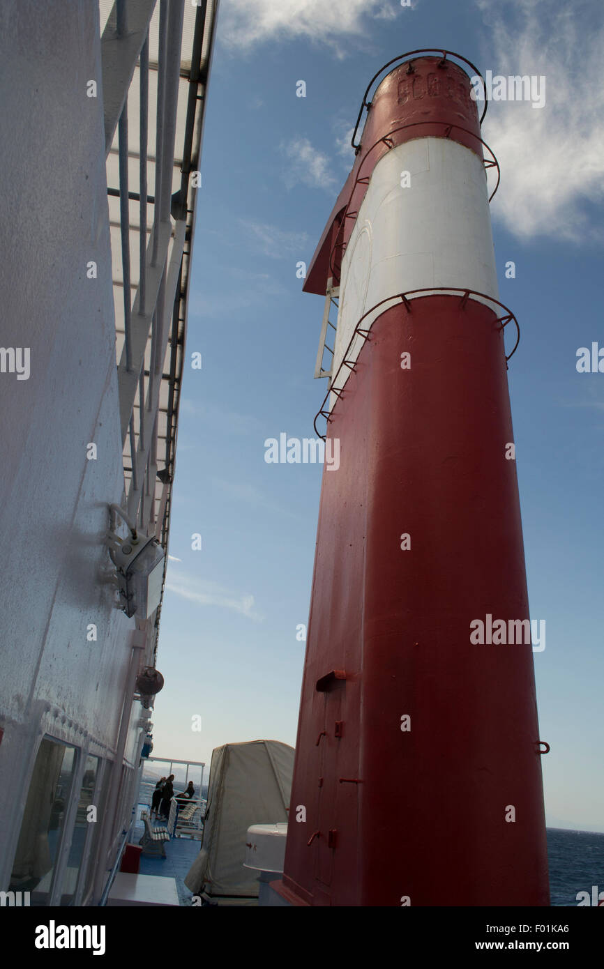 The red chimney of a ferry boat Stock Photo - Alamy