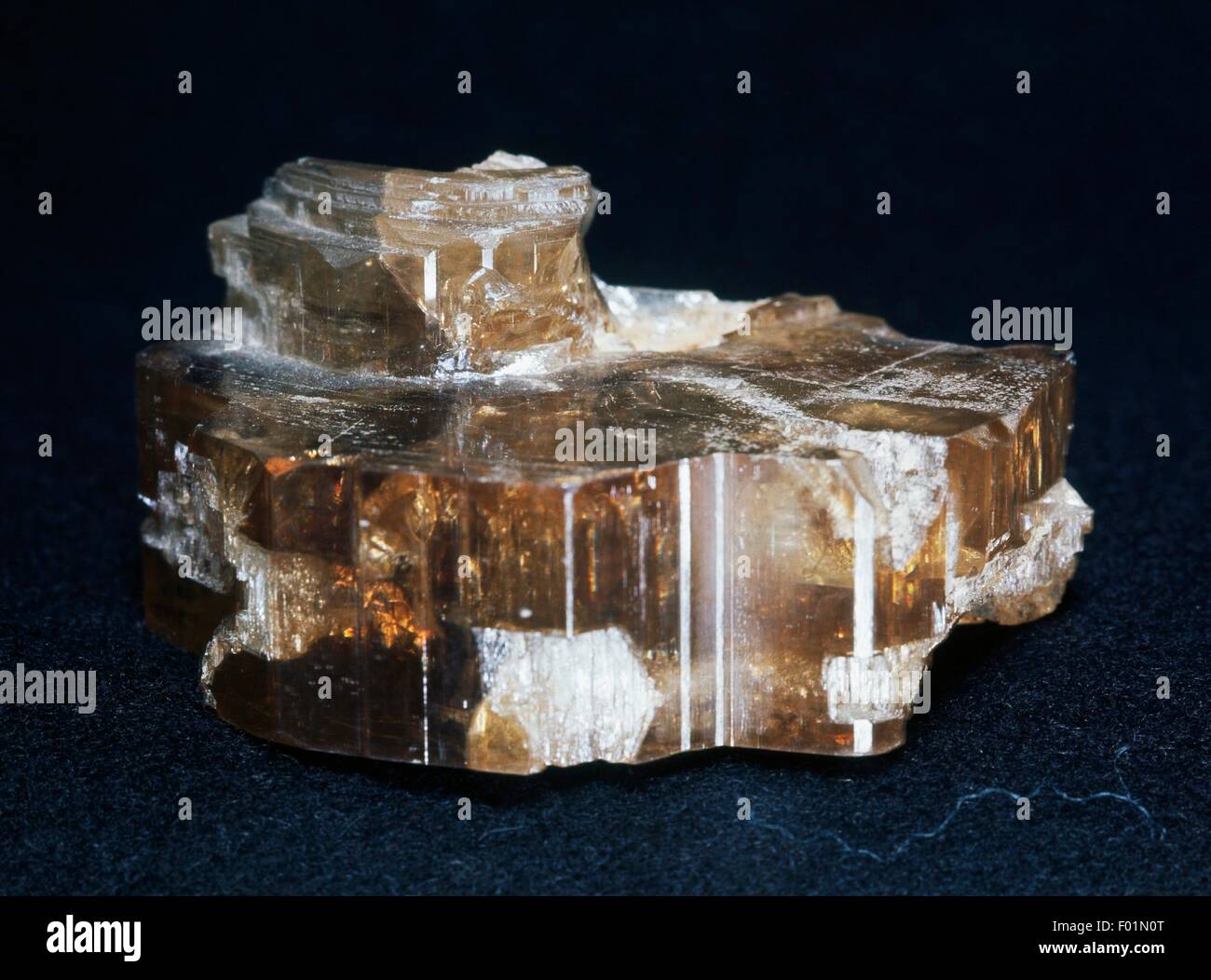 Tabular crystal of Phosgenite, carbonate. Stock Photo