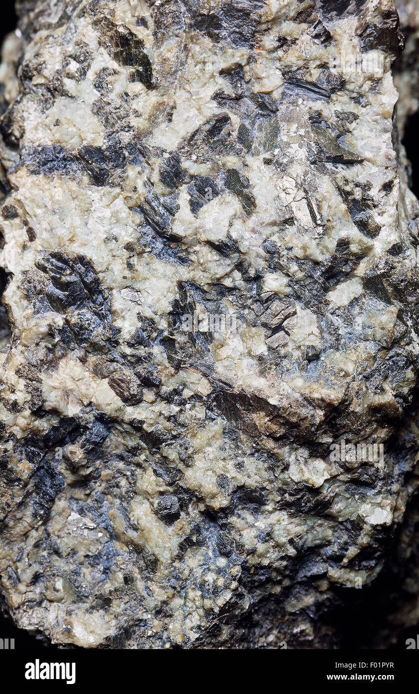 Gabbro, intrusive holocrystalline rock. Stock Photo