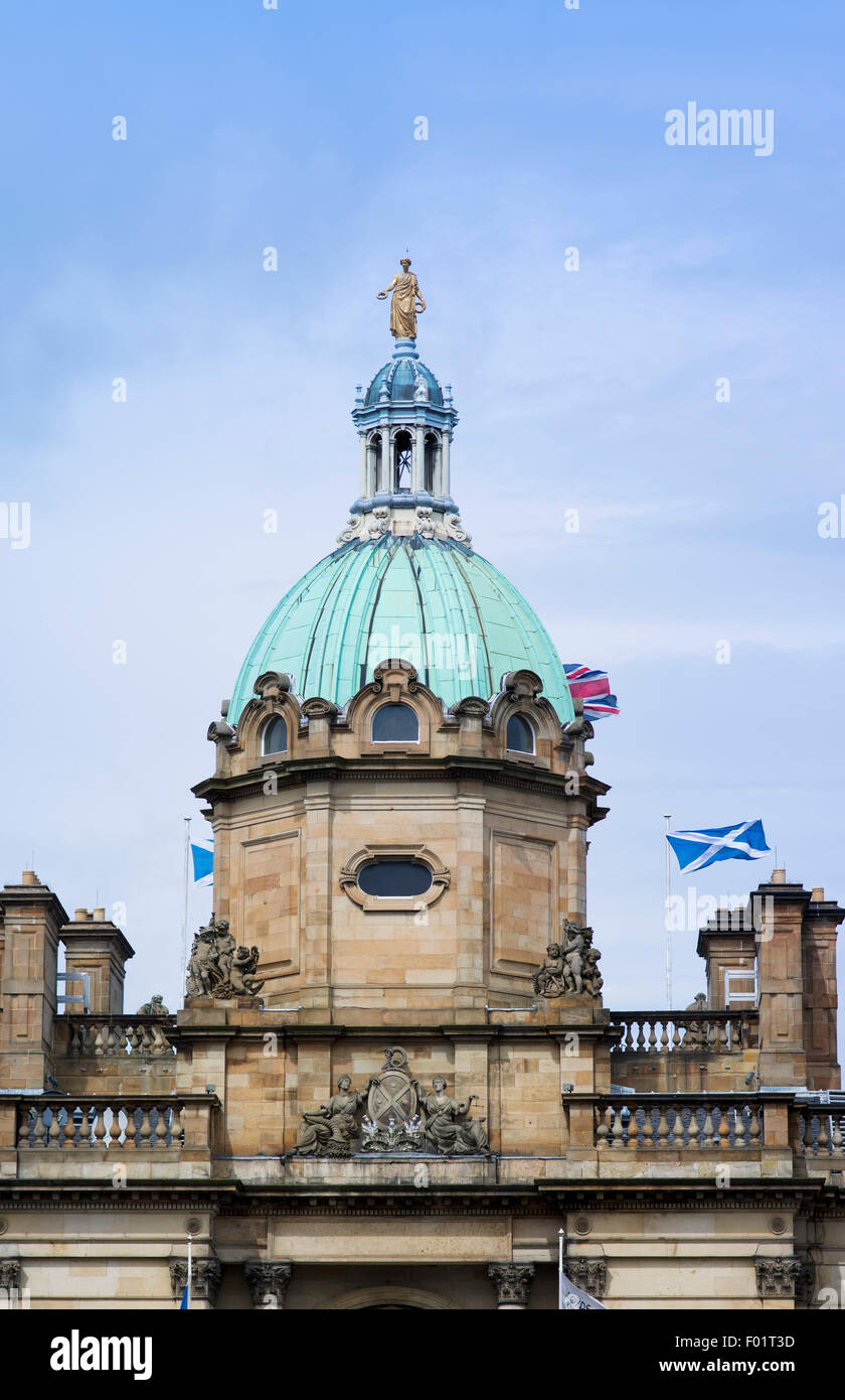 Closeup of cupola of the old restored Bank of Scotland headquarters on