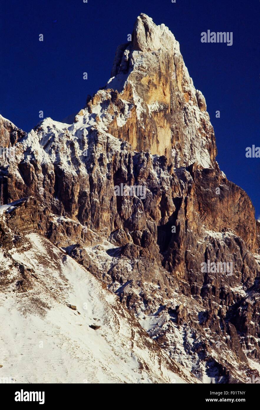 Cimon della Pala, peak of the Pala group, the Dolomites (UNESCO World Heritage List, 2009), Trentino-Alto Adige, Italy. Stock Photo