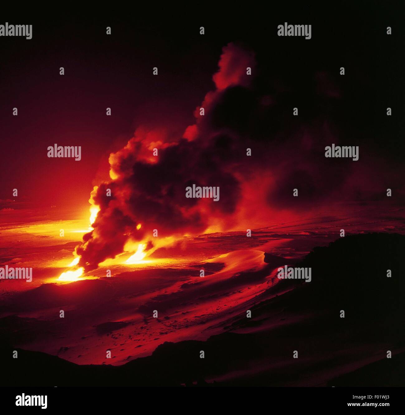 Burning oil night sahara desert environment hires stock photography