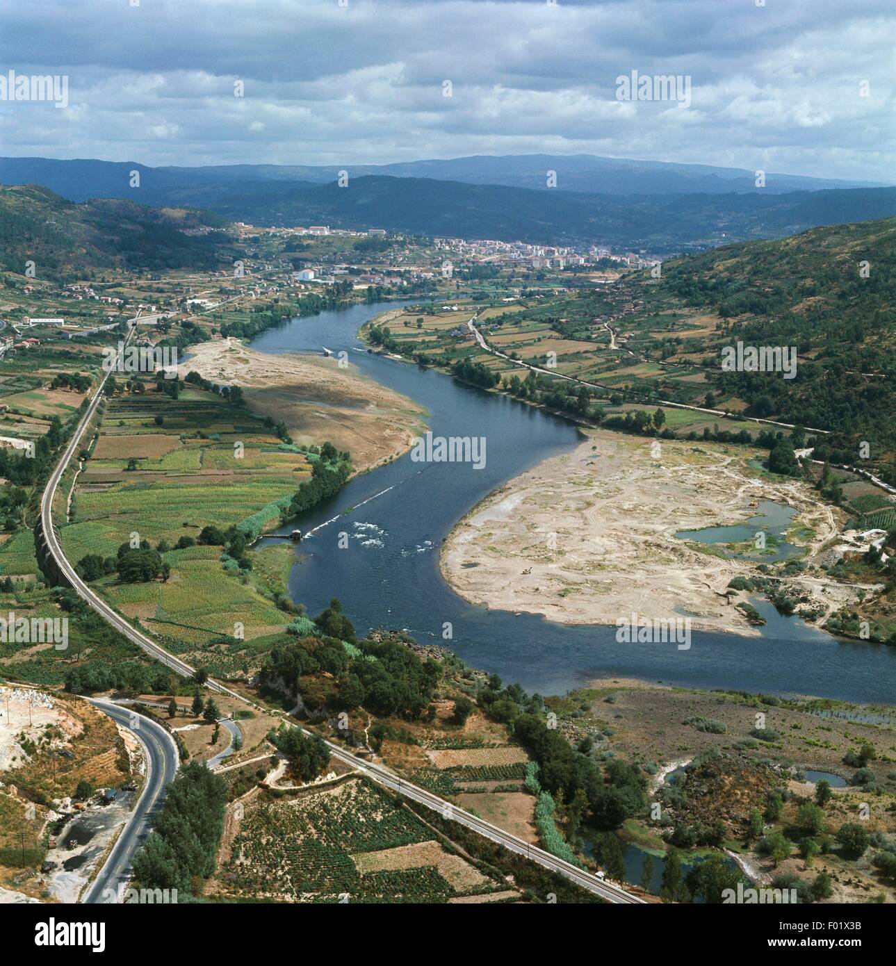 Aerial view of Rio Mino, Ourense - Galicia, Spain Stock Photo - Alamy