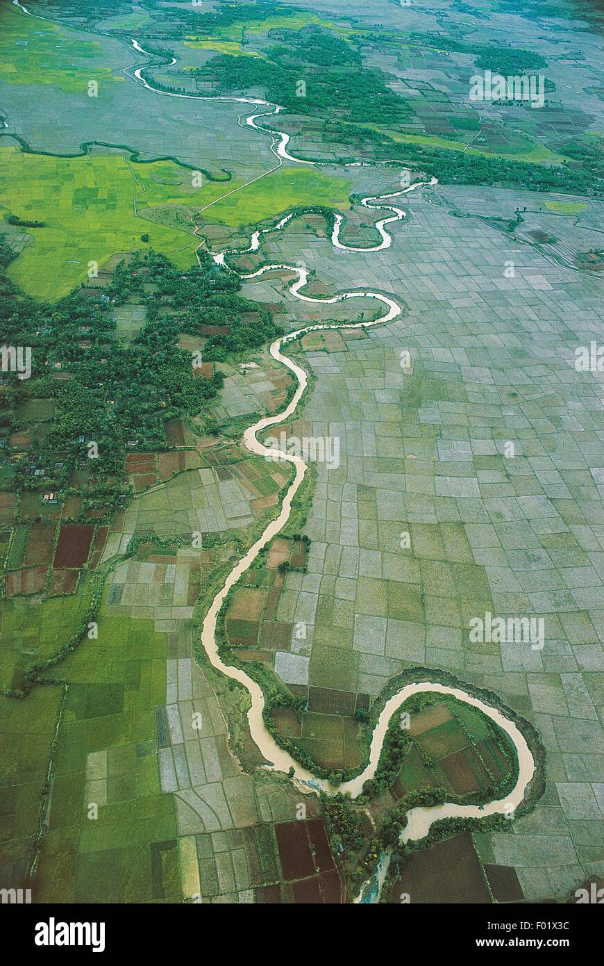 Aerial view of Ciliwung River in the surroundings of Jakarta - Java ...