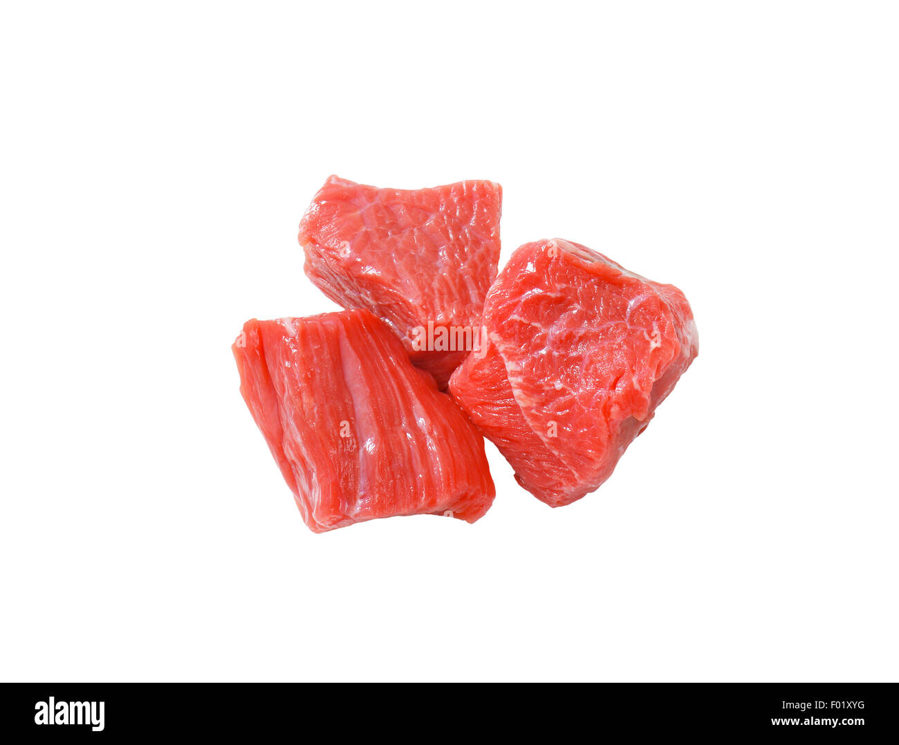 Raw beef cut into cubes Stock Photo Alamy