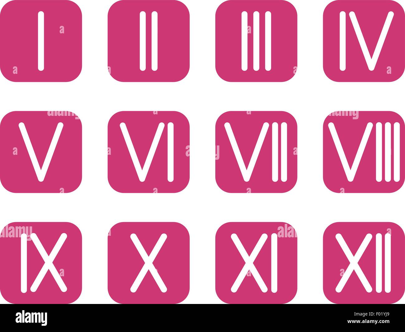 Set Roman numerals 1-12 icon. vector Stock Vector