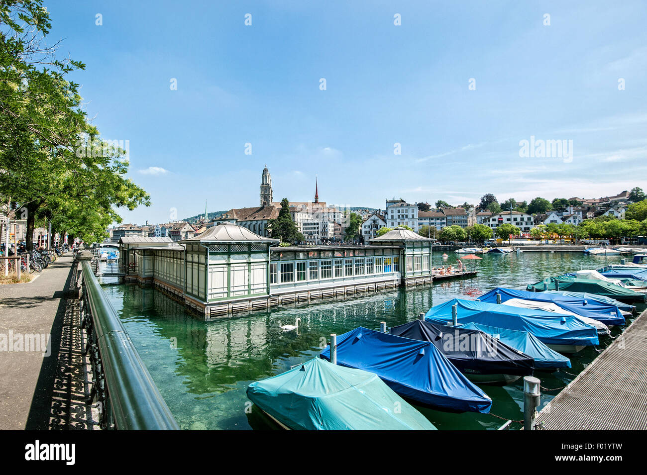 Womens swimming bath at the river Limmat in Zurich Stock Photo Alamy