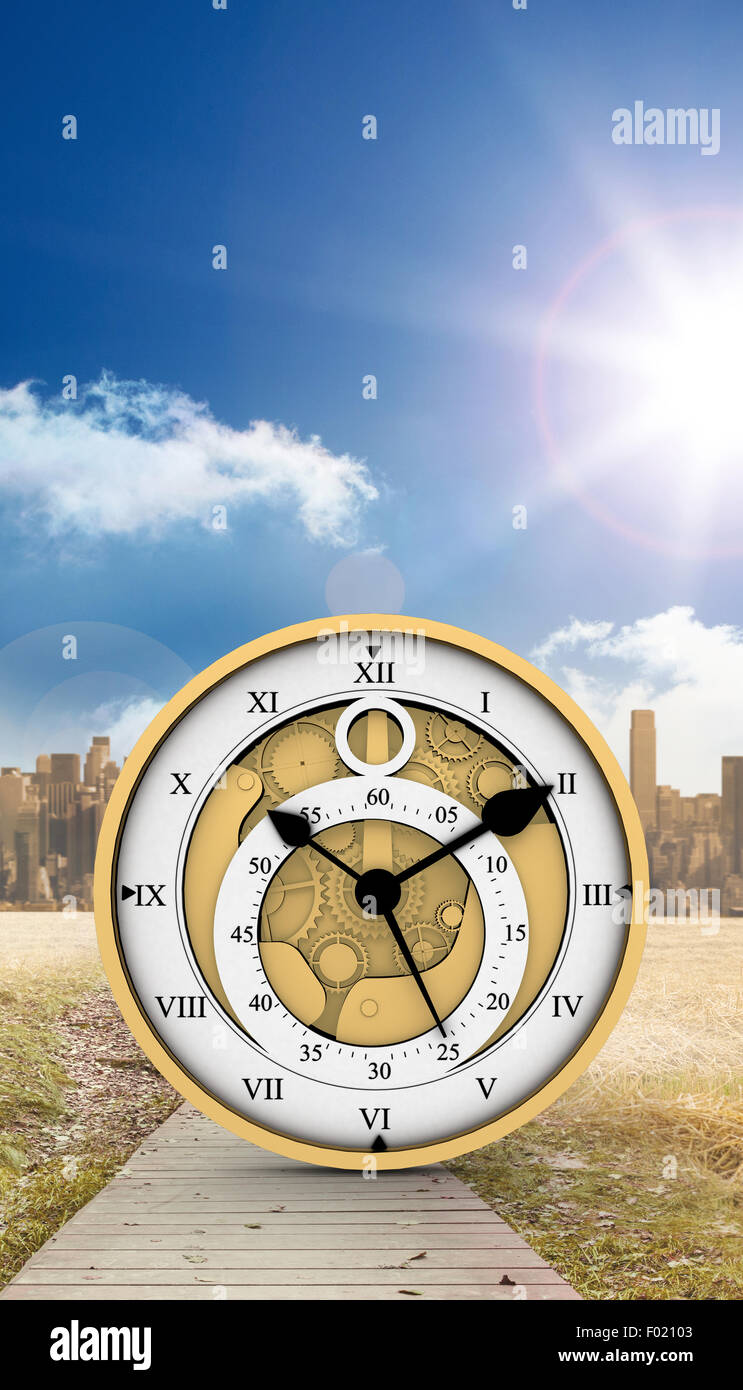 Composite image of pretty looking clock Stock Photo - Alamy