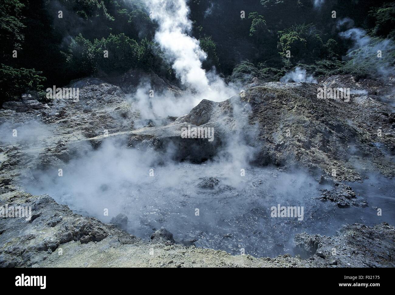 West Indies - Antilles - Saint Lucia - Sulfurous steam vent (solfatara) Stock Photo
