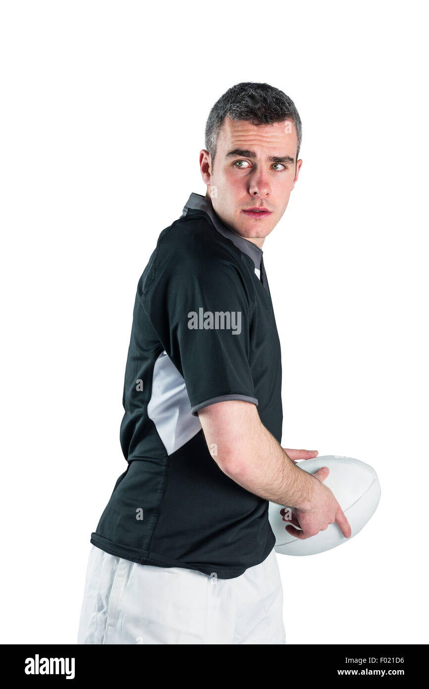 Rugby player throwing a rugby ball Stock Photo Alamy