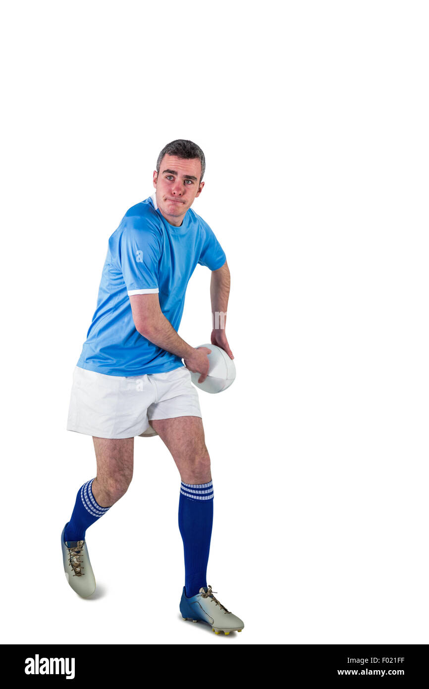 Rugby player about to throw a rugby ball Stock Photo Alamy