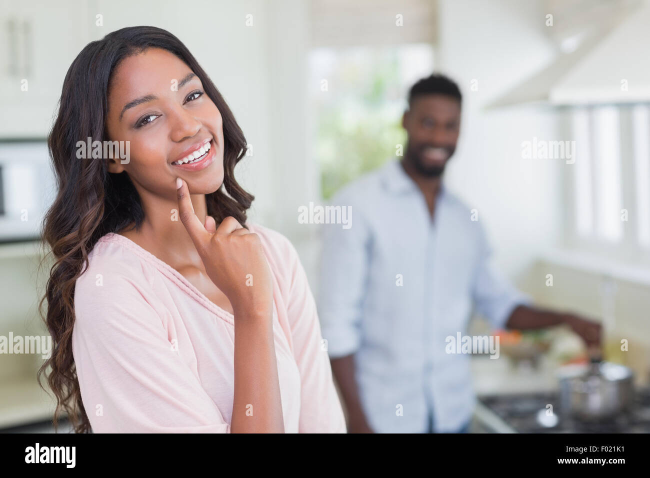 Happy black woman smiling camera hi-res stock photography and images ...
