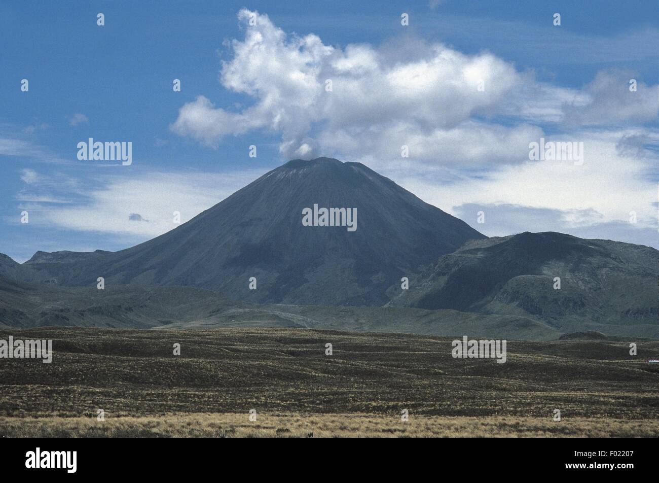 New Zealand - North Island - Mount Ngauruhoe Volcano. Volcanic plateau