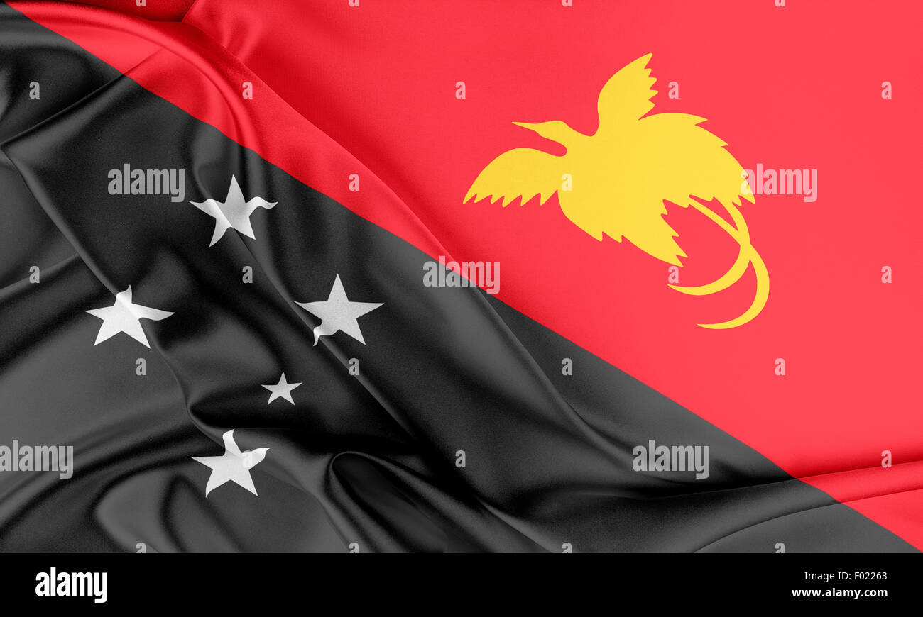 Papua New Guinea Flag. Stock Photo