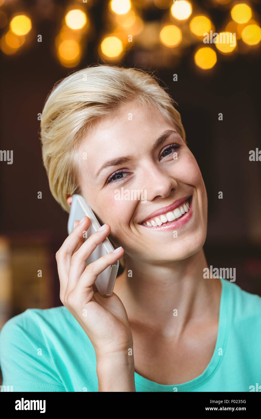 Blonde woman at restaurant hi-res stock photography and images - Alamy