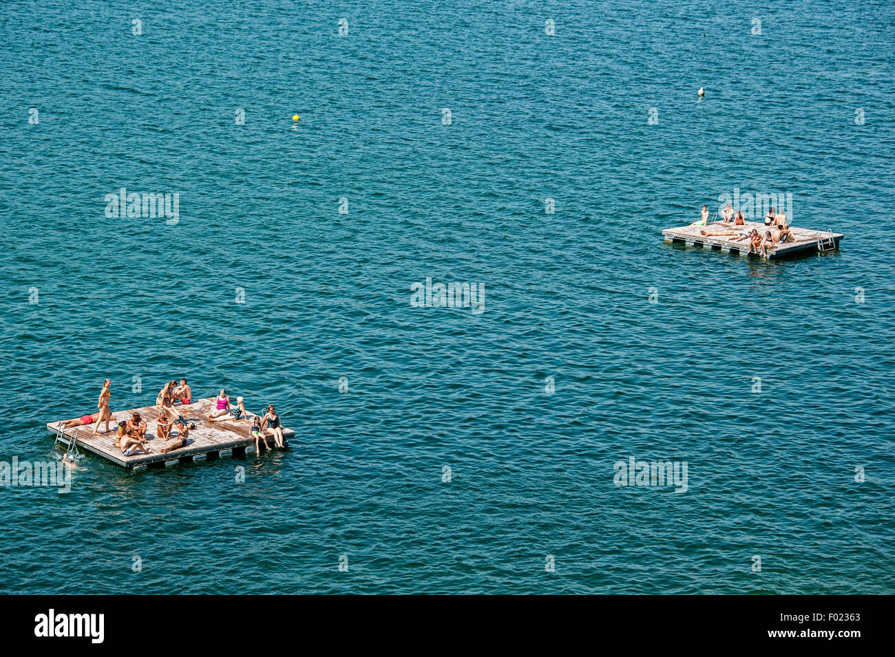 Bath in Rapperswil at the Lake Zurich. Stock Photo
