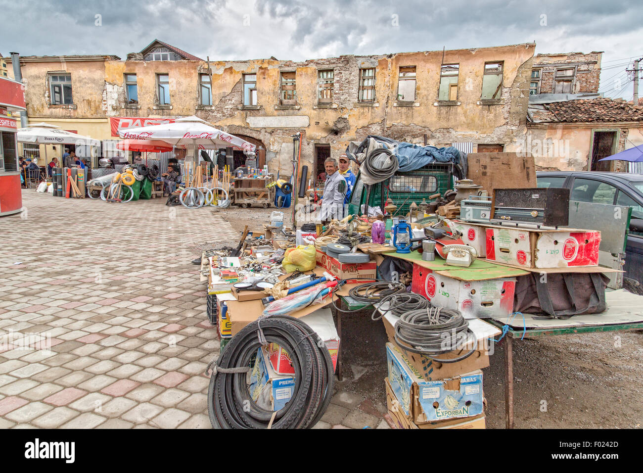 Market stall at the old caravanserai, Korçë, Korçë County, Albania