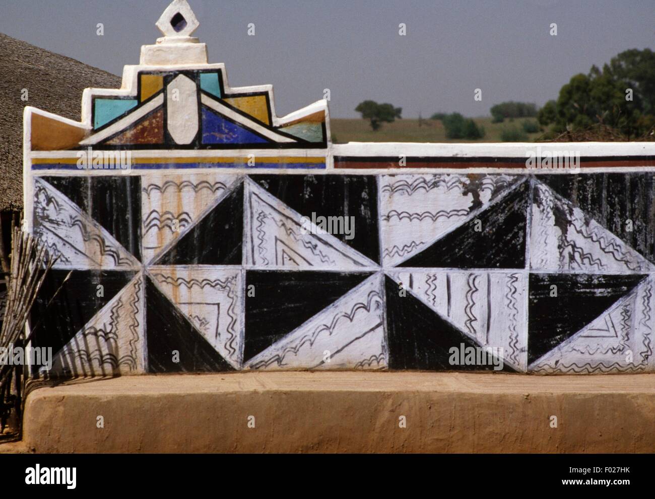 Mural in a Ndebele village, South Africa. Stock Photo